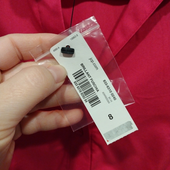NWT Worthington Stretch Women's Fuchsia Pink Long Sleeve Button Down Shirt Sz 8 - Picture 3 of 7